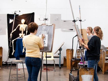 students working in the studio