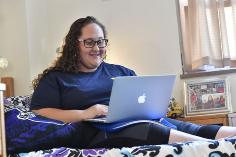  Student Studying on Laptop in Lyons Tower